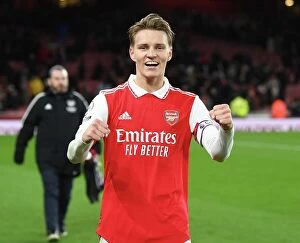Images Dated 1st March 2023: Arsenal's Martin Odegaard Celebrates Victory over Everton in Premier League Showdown