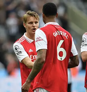 Newcastle United V Arsenal 2022-23 Prints: Arsenal's Martin Odegaard and Gabriel Face Off Against Newcastle United in Premier League Showdown (2022-23)