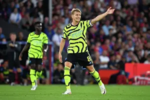 Arsenal's Martin Odegaard Gives Instructions During Crystal Palace Match, 2023-24 Premier League