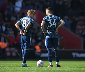 Southampton V Arsenal 2021-22 Prints: Arsenal's Martin Odegaard and Granit Xhaka in Action against Southampton
