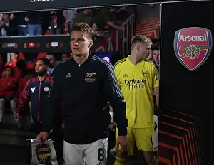 Arsenal's Martin Odegaard Leads Team Out Against PSV Eindhoven in Europa League