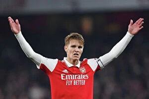 Images Dated 21st April 2023: Arsenal's Martin Odegaard Reacts During Arsenal vs. Southampton Premier League Clash (2022-23)