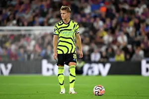 Arsenal's Martin Odegaard Readies Free-Kick Against Crystal Palace in Premier League Clash (2023-24)