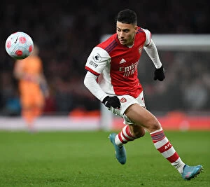 Arsenal v Leicester City 2021-22 Collection: Arsenal's Martinelli Faces Off Against Leicester City in Premier League Showdown