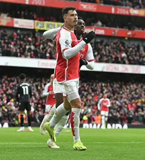 Arsenal's Martinelli and Nketiah: Celebrating Four Goals Against Crystal Palace (2023-24)