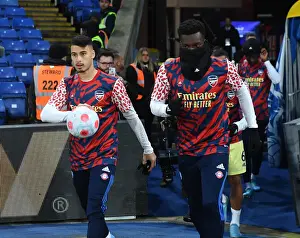 Arsenal's Martinelli and Nketiah Pre-Match Huddle vs Crystal Palace (Premier League, 2021-22)
