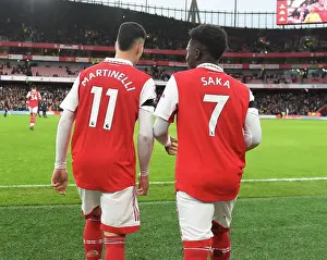 Arsenal's Martinelli and Saka in Action: Arsenal FC vs Brentford FC, Premier League 2022-23