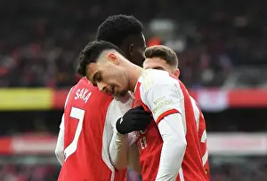 Arsenal's Martinelli and Saka Celebrate Historic Fourth Goal Against Crystal Palace (2023-24)