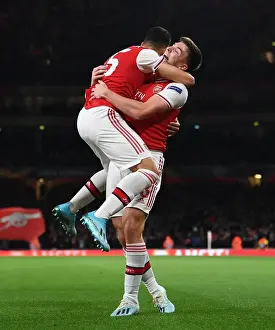 Arsenal's Martinelli and Tierney Celebrate First Goal vs. Standard Liege in Europa League (2019-20)