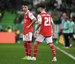Sporting Lisbon v Arsenal 2022-23 Collection: Arsenal's Martinelli and Vieira Face Off Against Sporting CP in Europa League Clash