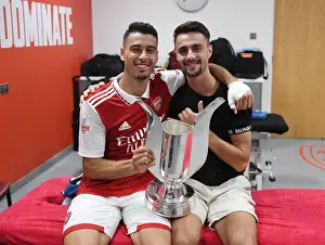 Arsenal's Martinelli and Vieira Lift Emirates Cup after Arsenal vs Sevilla Friendly