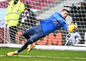 Images Dated 6th February 2021: Arsenal's Mat Ryan in Action at Empty Villa Park: Aston Villa vs Arsenal, Premier League 2021