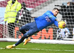 Arsenal's Mat Ryan in Action at Empty Villa Park: Aston Villa vs Arsenal, Premier League 2021