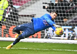 Arsenal's Mat Ryan in Action at Empty Villa Park: Premier League 2021