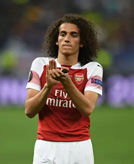 Arsenal V Chelsea Europa League Cup Final 2019 Prints: Arsenal's Matteo Guendouzi Celebrates at Europa League Final Against Chelsea