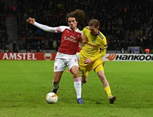 BATE Borisov V Arsenal 2018-19 Prints: Arsenal's Matteo Guendouzi Overpowers BATE's Aleksandr Hleb in Europa League Clash