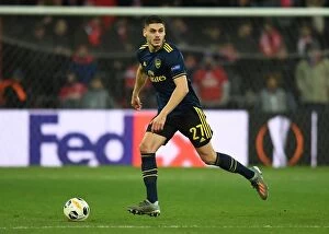 Images Dated 13th December 2019: Arsenal's Mavropanos in Action against Standard Liege in Europa League Group Stage (December 2019)