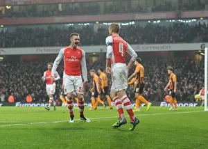 Arsenal's Per Mertesacker and Calum Chambers Celebrate Goal in FA Cup Third Round against Hull City