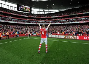Arsenal V West Bromwich Albion 2014/15 Prints: Arsenal's Per Mertesacker Celebrates Premier League Victory with Fans