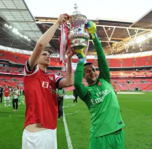 Arsenal's Mertesacker and Fabianski at FA Cup Final vs Hull City (2014)