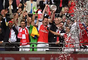Arsenal's Per Mertesacker Lifts FA Cup after Arsenal v Chelsea Final Victory