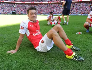 Arsenal's Mesut Ozil Celebrates FA Community Shield Victory over Chelsea