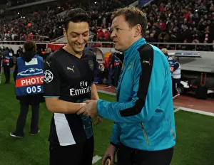 Olympiacos V Arsenal 2015-16 Prints: Arsenal's Mesut Ozil and Colin Lewin: Pre-Match Focus at Olympiacos (December 2015)