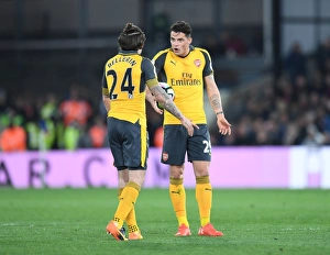 Crystal Palace V Arsenal 2016-17 Prints: Arsenal's Midfield Dynamo: Bellerin and Xhaka in Action