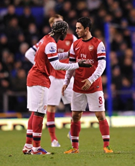 Everton V Arsenal 2012-13 Prints: Arsenal's Midfield Showdown: Sagna vs. Arteta at Goodison Park (2012-13)