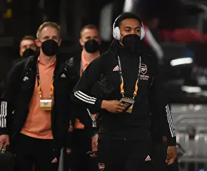 Arsenal's Miguel Azeez Arrives at Empty Eden Arena for Slavia Prague Showdown - UEFA Europa League Quarterfinals, Prague, Czech Republic (April 2021)
