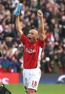 Arsenal's Mikael Silvestre Celebrates Victory Over Manchester United