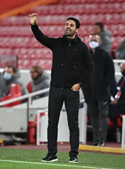 Liverpool V Arsenal - Carabao Cup 2020-21 Prints: Arsenal's Mikel Arteta at Anfield: Carabao Cup Showdown Against Liverpool (Behind Closed Doors)