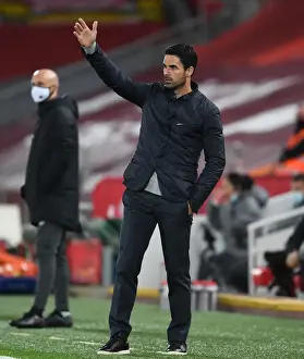 Liverpool V Arsenal 2020-21 Prints: Arsenal's Mikel Arteta at Anfield: Liverpool vs Arsenal, 2020-21 Premier League