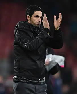 Arsenal's Mikel Arteta Applauding Fans after AFC Bournemouth Win (Premier League 2019-20)