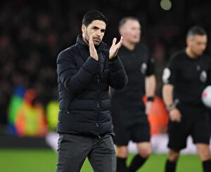 Arsenal v Liverpool 2021-22 Collection: Arsenal's Mikel Arteta Applauding Fans After Arsenal vs. Liverpool Match, Premier League 2021-22