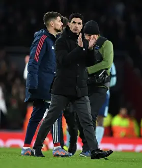 Arsenal's Mikel Arteta Applauding Fans after Arsenal v Brentford Premier League Match, 2023