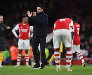 Arsenal v Liverpool Carabao Cup 2021-22 Collection: Arsenal's Mikel Arteta Celebrates Carabao Cup Semi-Final Victory Over Liverpool