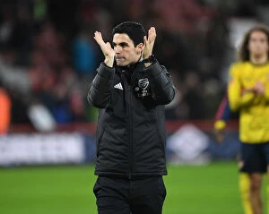 Images Dated 28th January 2020: Arsenal's Mikel Arteta Celebrates FA Cup Victory Over AFC Bournemouth