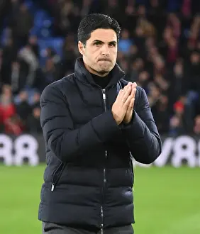 Arsenal's Mikel Arteta Celebrates with Fans after Crystal Palace Victory in Premier League