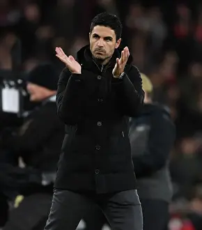 Arsenal V Newcastle United 2022-23 Prints: Arsenal's Mikel Arteta Celebrates with Fans After Hard-Fought Victory Over Newcastle United