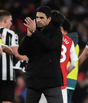 Arsenal V Newcastle United 2022-23 Prints: Arsenal's Mikel Arteta Celebrates Win Against Newcastle United in Premier League