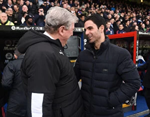 Images Dated 11th January 2020: Arsenal's Mikel Arteta and Crystal Palace's Roy Hodgson Pre-Match Handshake - Premier League 2019-20