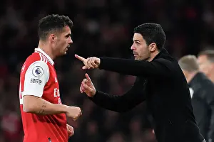 Arsenal V Chelsea 2022-23 Prints: Arsenal's Mikel Arteta Directs Granit Xhaka Against Chelsea in Premier League Showdown (2022-23)