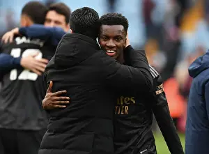 Aston Villa V Arsenal 2022-23 Prints: Arsenal's Mikel Arteta Embraces Eddie Nketiah in Victory at Aston Villa (Aston Villa vs Arsenal)