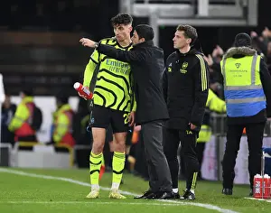 Arsenal's Mikel Arteta Engages with Kai Havertz Amidst Luton Town Clash (2023-24)