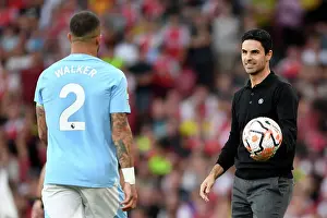 Arsenal V Manchester City 2023-24 Prints: Arsenal's Mikel Arteta Faces Off Against Manchester City's Kyle Walker in 2023-24 Premier League Clash