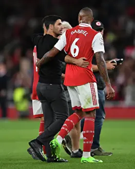 Arsenal's Mikel Arteta and Gabriel Magalhaes Celebrate Victory over Aston Villa in 2022-23 Premier League