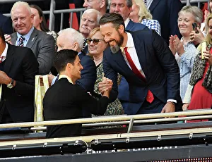 Arsenal's Mikel Arteta and Josh Kroenke Celebrate FA Community Shield Victory over Manchester City (2023-24)