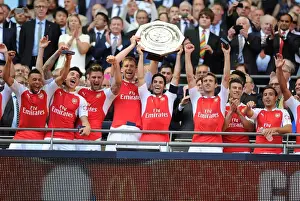 Arsenal's Mikel Arteta and Per Mertesacker Celebrate Community Shield Victory over Chelsea (2015-16)