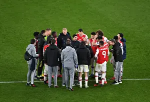 Arsenal V Olympiacos 2019-20 Prints: Arsenal's Mikel Arteta Motivates Players During Europa League Tie vs Olympiacos